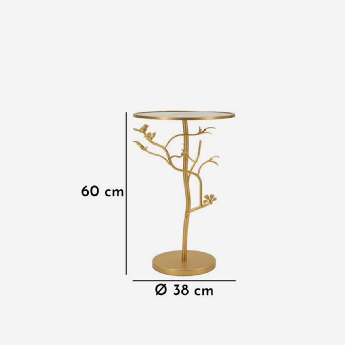 Birds Round Iron and Glass Accent Side Table — 5