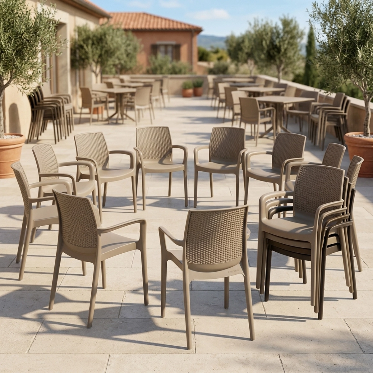 Set of 18 Boheme Grand Soleil Garden Chairs with Armrests Bar Ristorante — 2