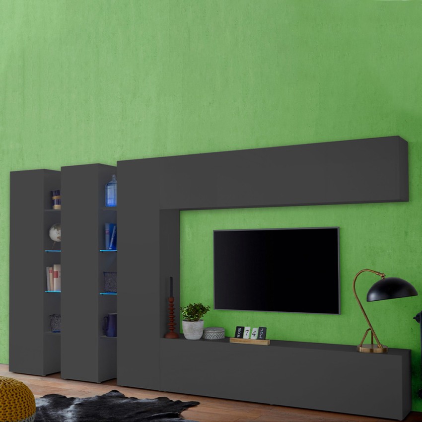 Modern living room wall unit with TV stand and 3 cabinets Note Trio — 2