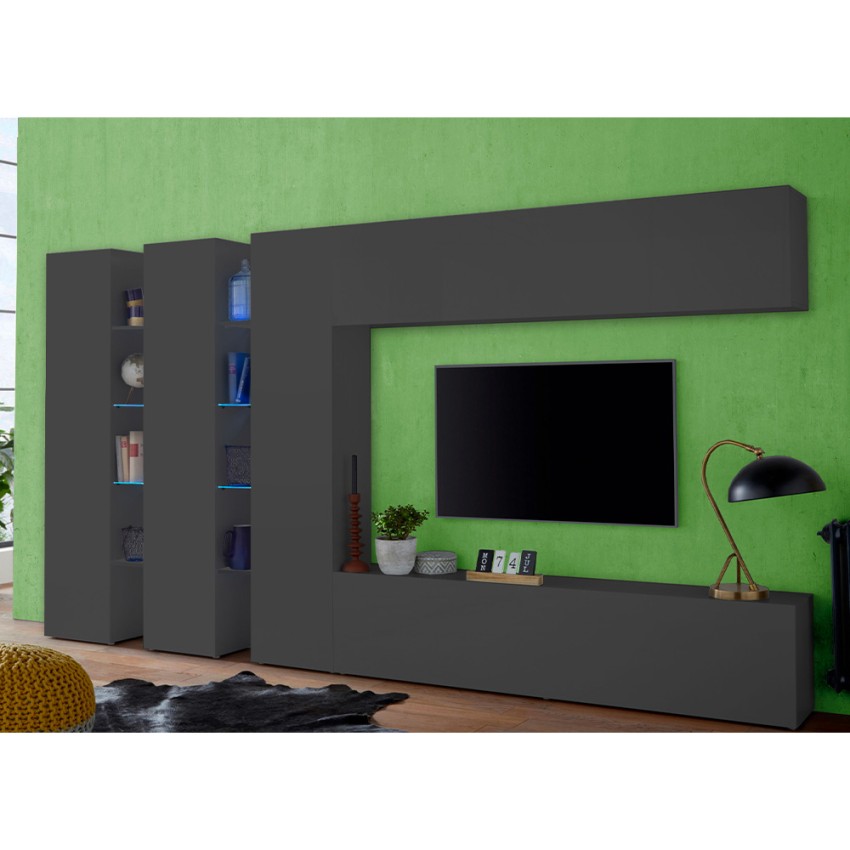 Modern living room wall unit with TV stand and 3 cabinets Note Trio — 3