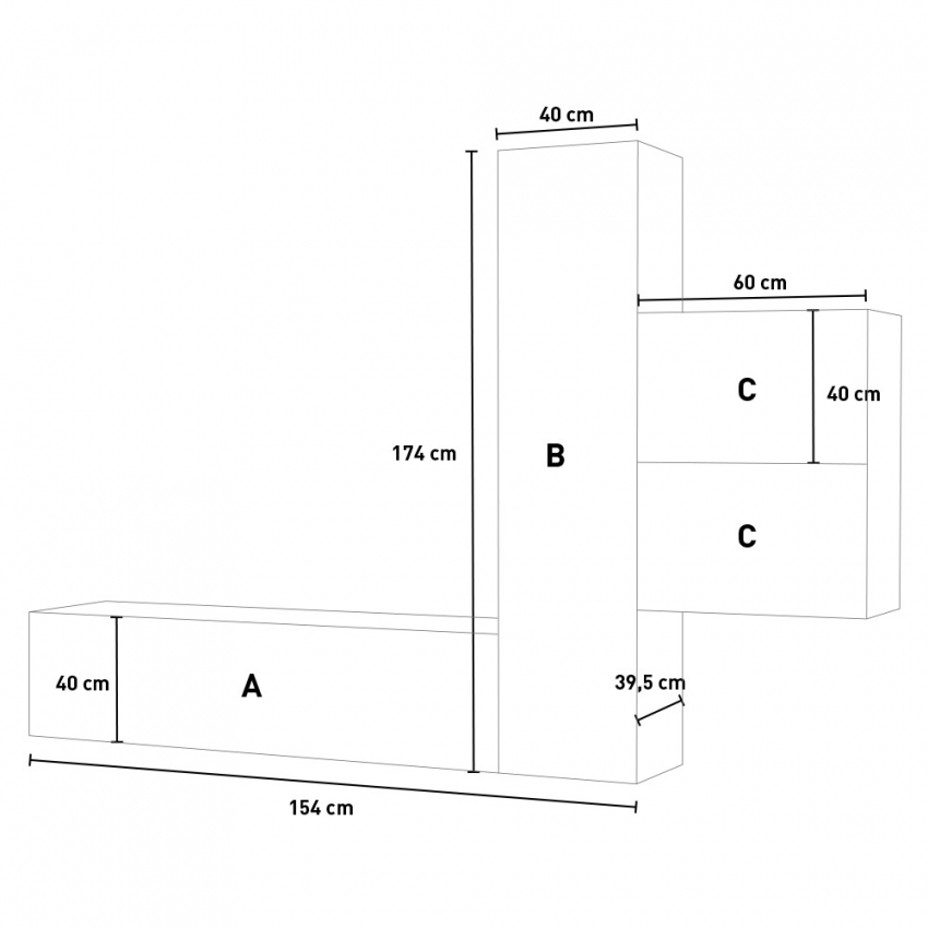 Itamoby Isoka A17 Modern Living Room TV Wall Unit with 4 Cabinets — 6