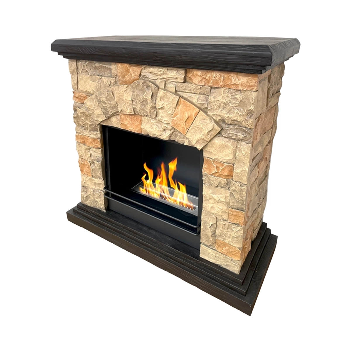 Divina Fire Belluno Freestanding Bioethanol Fireplace Faux Stone — 1