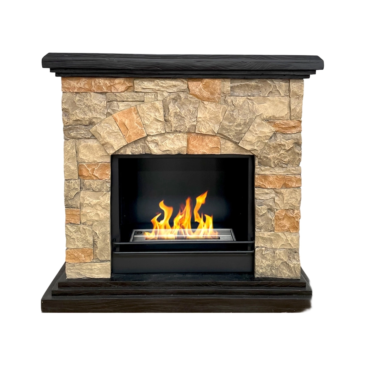 Divina Fire Belluno Freestanding Bioethanol Fireplace Faux Stone — 5