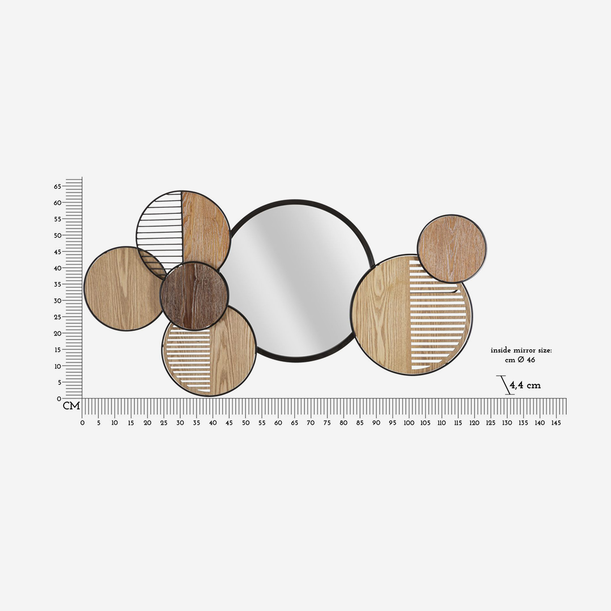 Woody decorative wall mirror in metal and MDF — 3