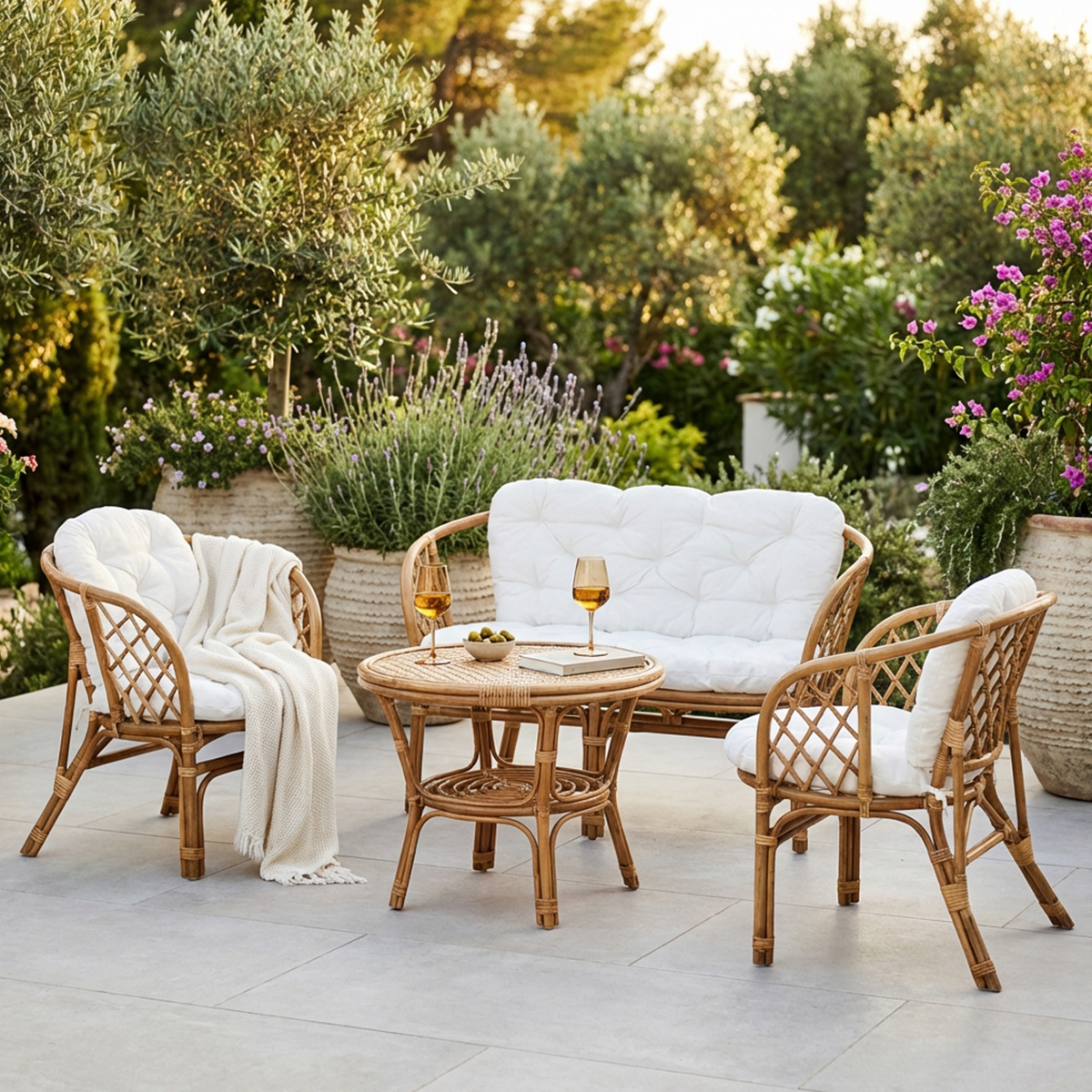Bahamas Wicker Garden Lounge Set with Cushions — 3