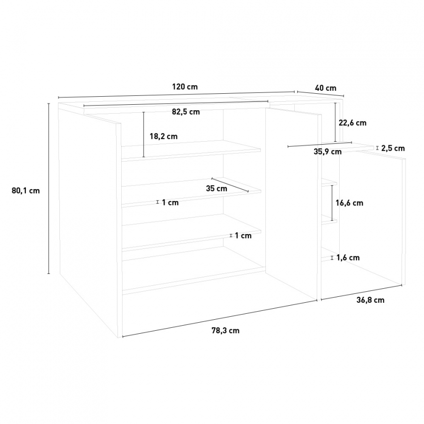 Modern Design 3-Door Shoe Cabinet for 22 Pairs, Entryway, Zet Bata Ardesia L — 5