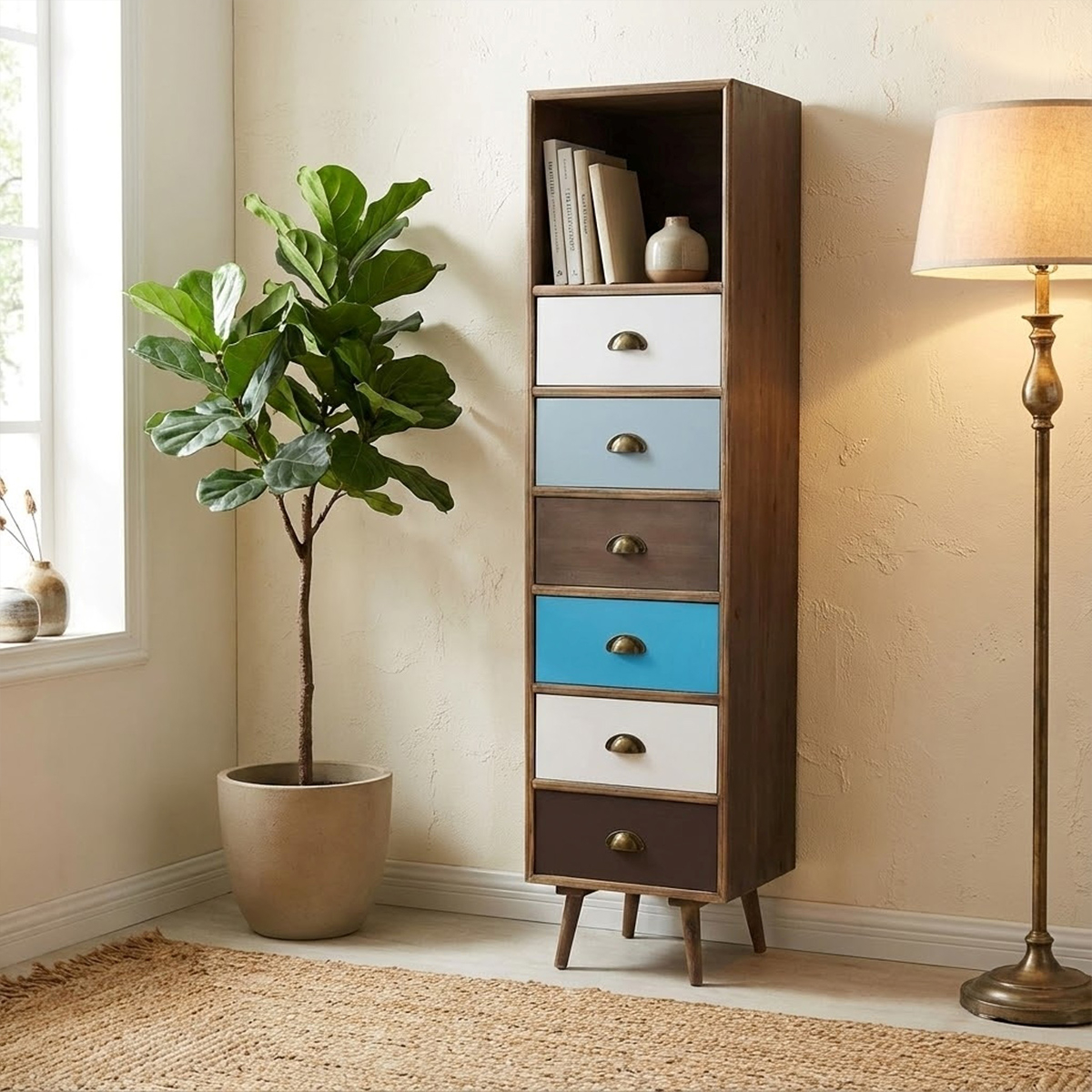 Cosma Orleans Tall Space-Saving Chest of 6 Drawers with Open Shelf — 3
