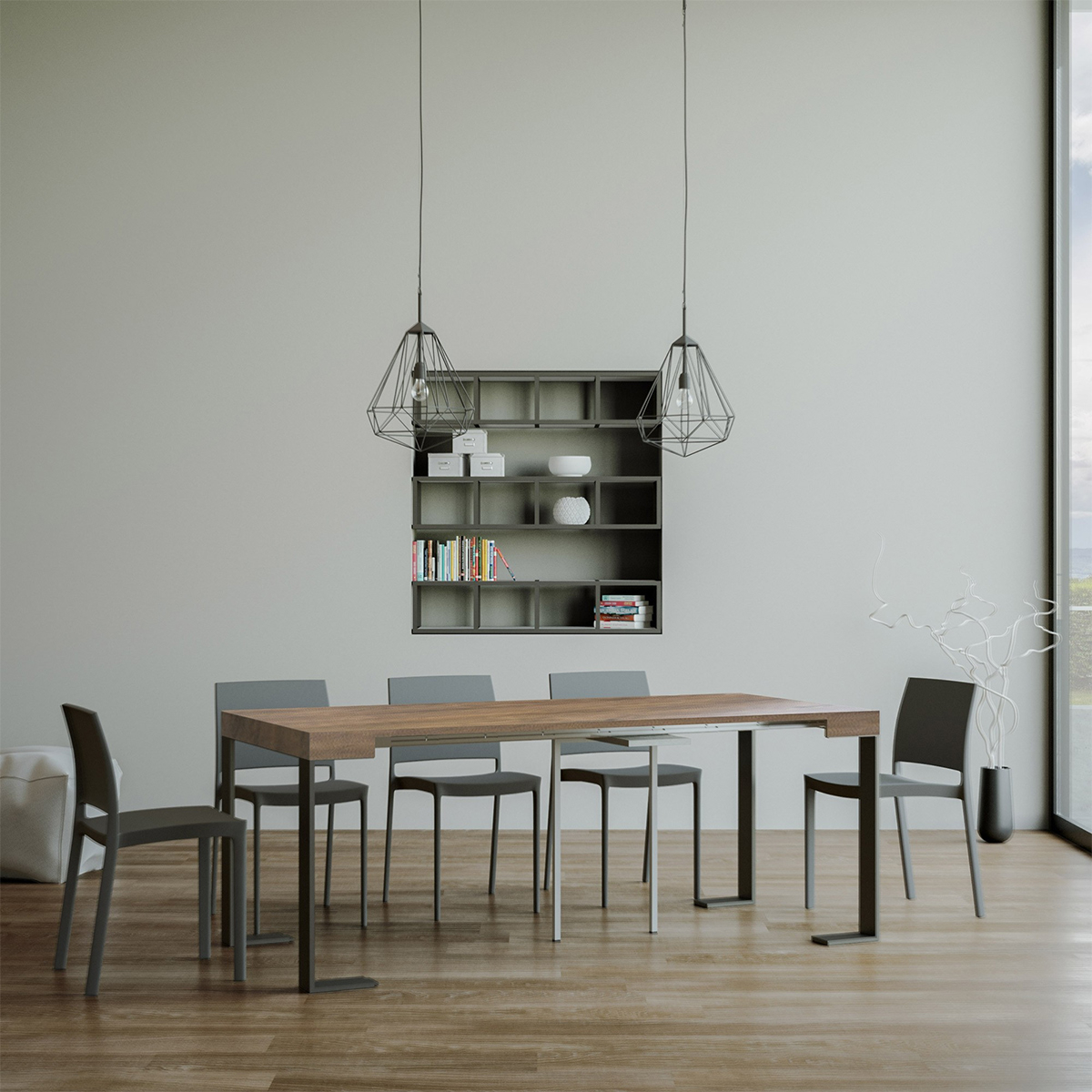 Extendable console table wood and metal 90x40-300cm Tecno Noix — 3