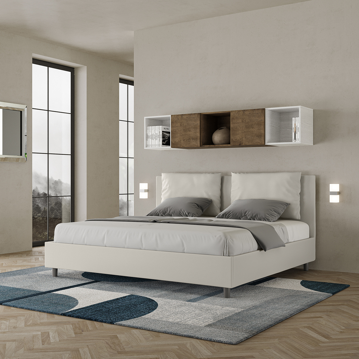 King size storage double bed 180x200 upholstered Antea K — 2
