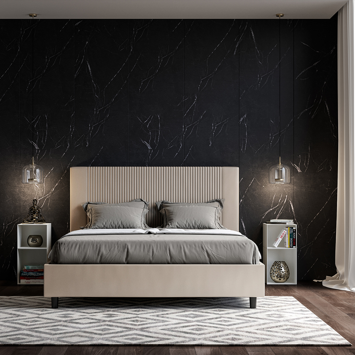 Double Storage Bed 160x190 Faux Leather Goya M — 3
