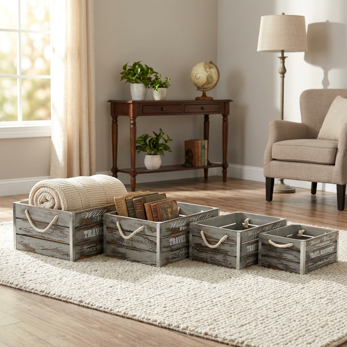 Set of 4 Wooden Decorative Storage Crates Renée Cosma — 2
