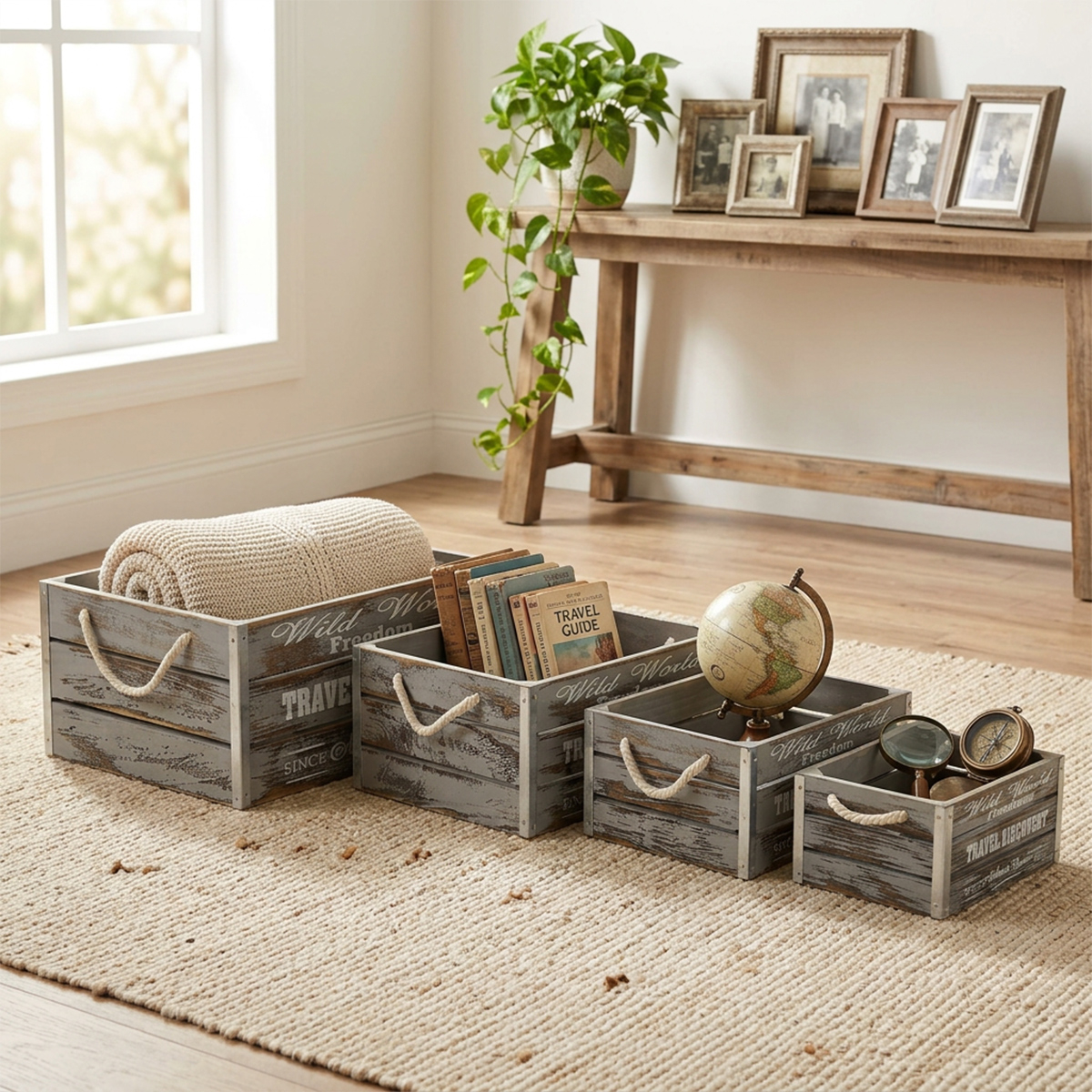 Set of 4 Wooden Decorative Storage Crates Renée Cosma — 3