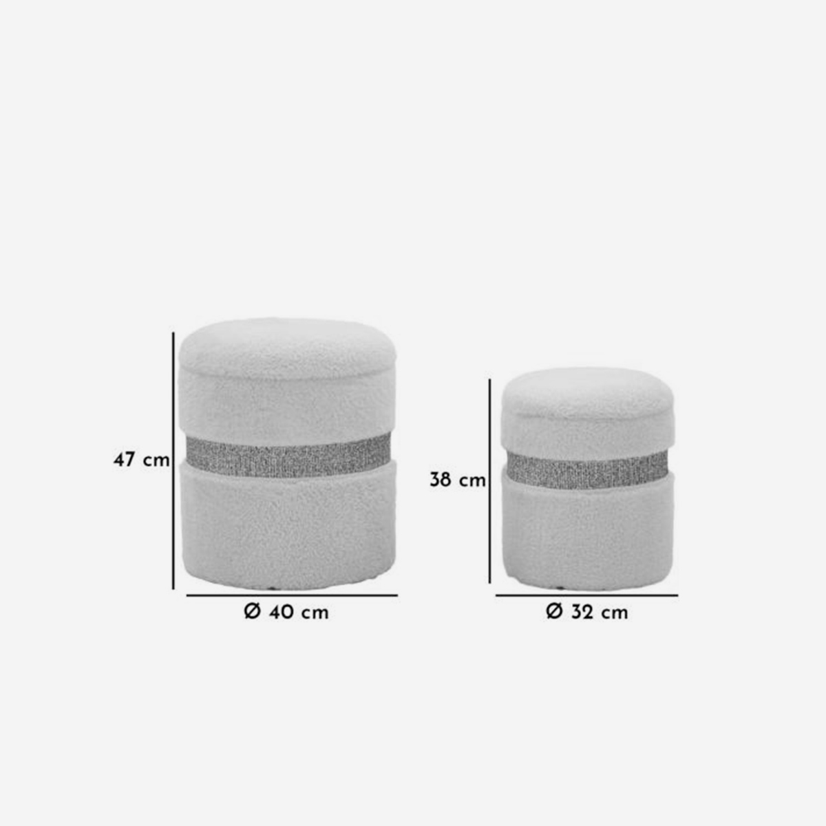Set of 2 Saint-Moritz Round Padded Storage Poufs — 5