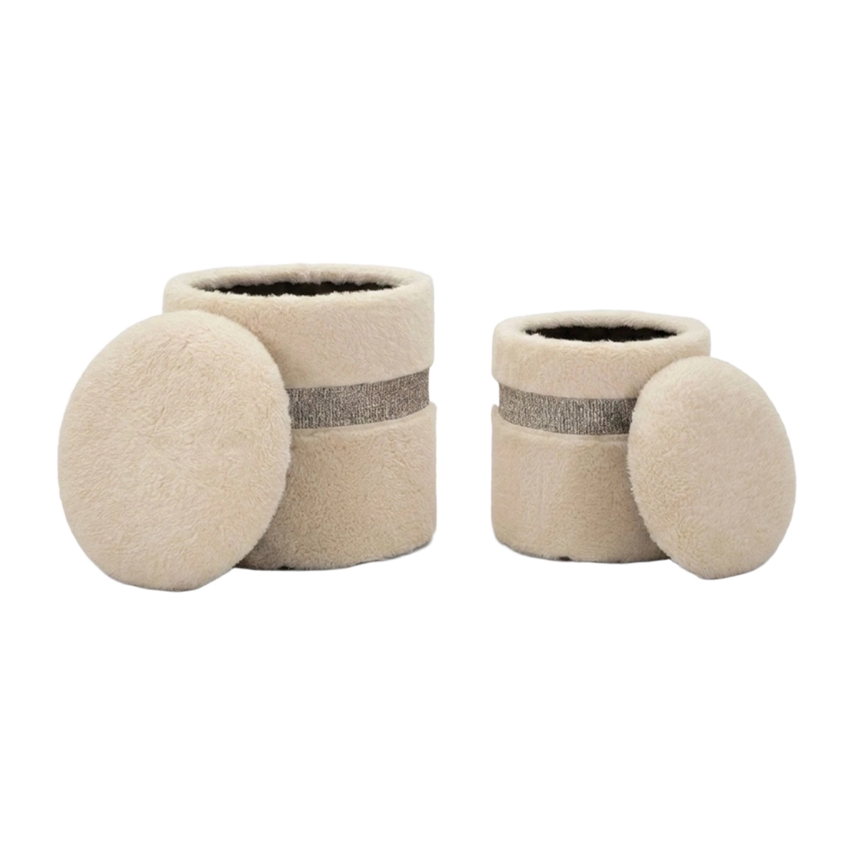 Set of 2 Saint-Moritz Round Padded Storage Poufs — 3