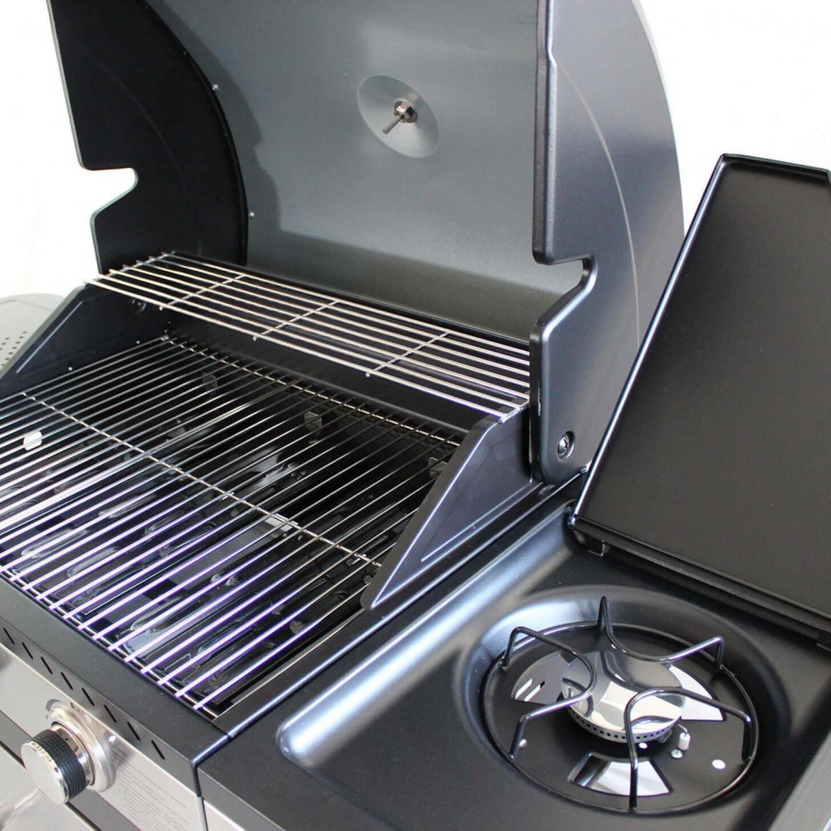 Davis Stainless Steel Gas BBQ Grill with 3 Burners and Side Stove — 6