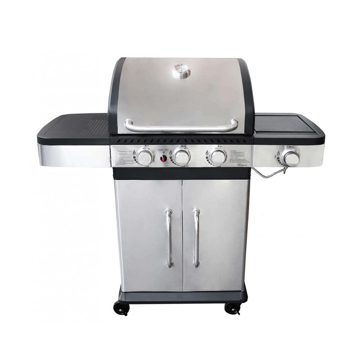 Davis Stainless Steel Gas BBQ Grill with 3 Burners and Side Stove — 5