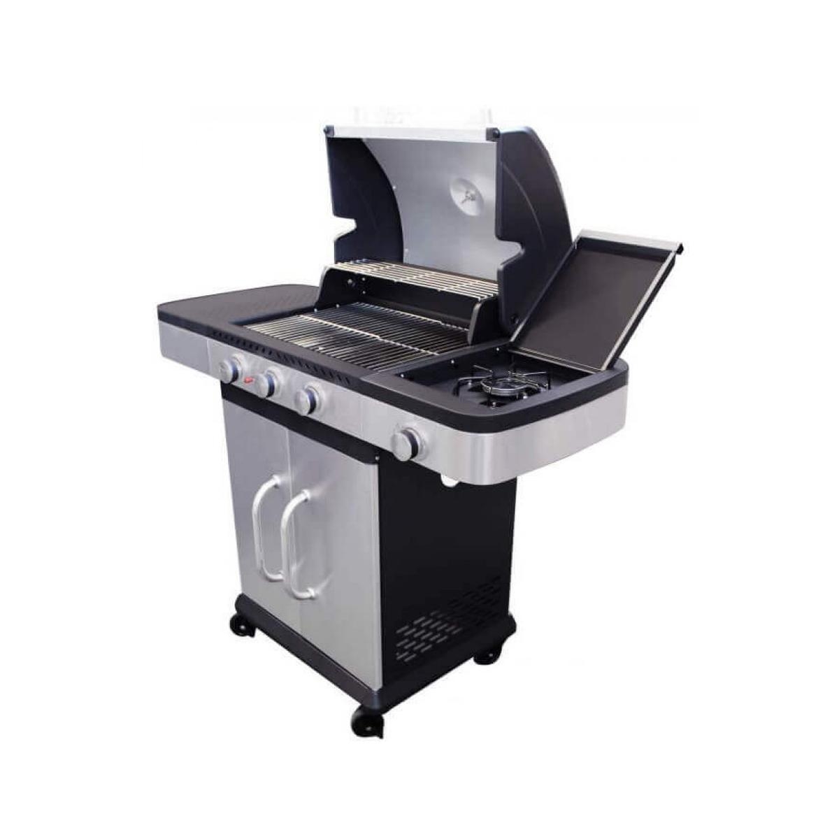 Davis Stainless Steel Gas BBQ Grill with 3 Burners and Side Stove — 4