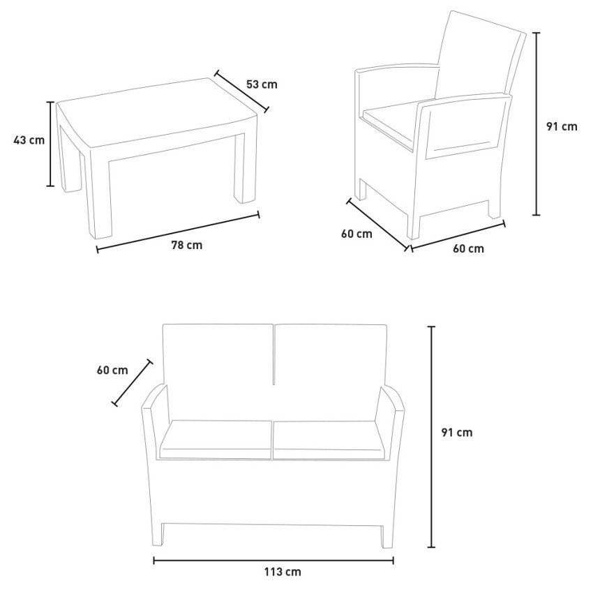 Garden lounge set Taormina Grand Soleil 2 seater sofa 2 armchairs — 7