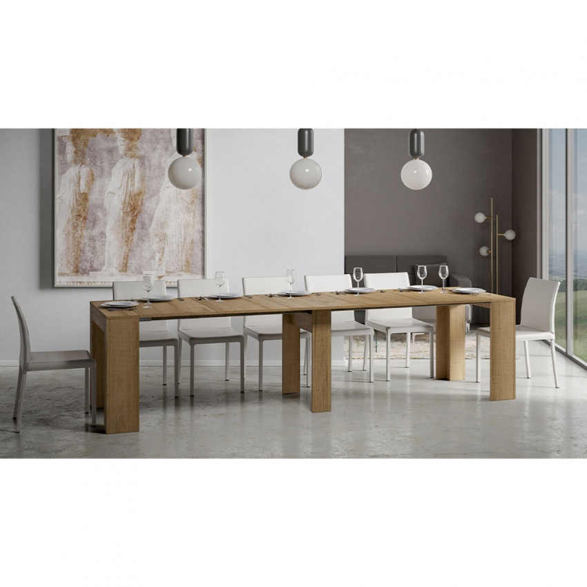 Modem Oak Extendable Wooden Console Dining Table 90x42-302cm — 5