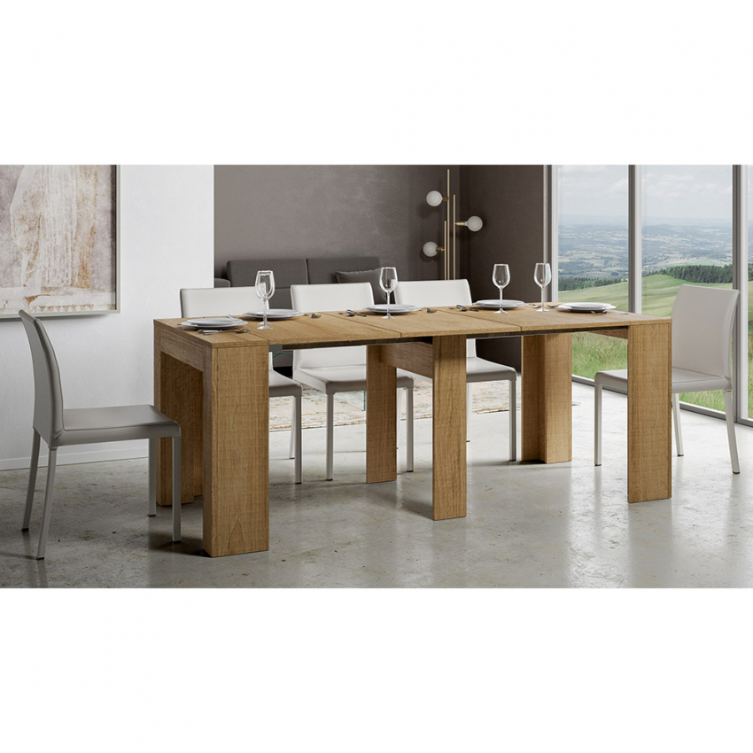 Modem Oak Extendable Wooden Console Dining Table 90x42-302cm — 4