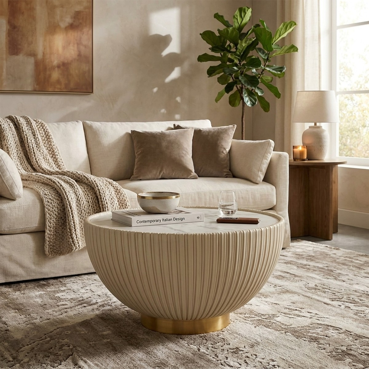 Round Coffee Table in Ceramic Elge 71 — 2