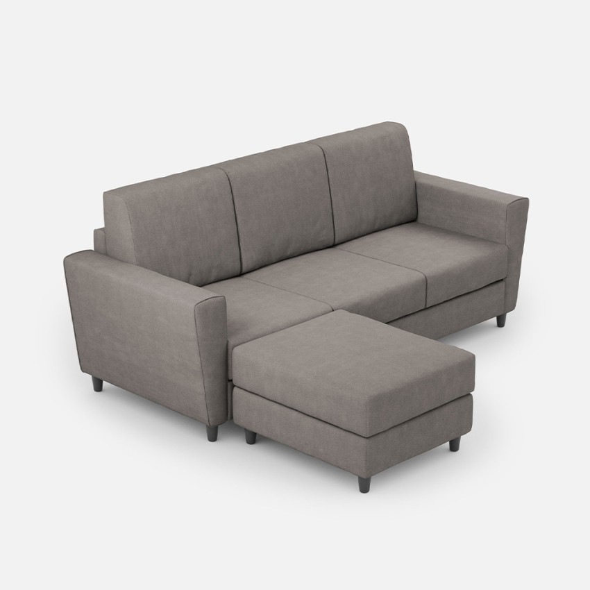 Modern 3-seater fabric sofa with footstool 212cm Yasel — 3
