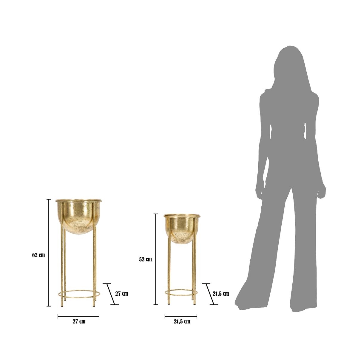 Set of 2 Lumai Golden Metal Plant Stands and Planters — 10