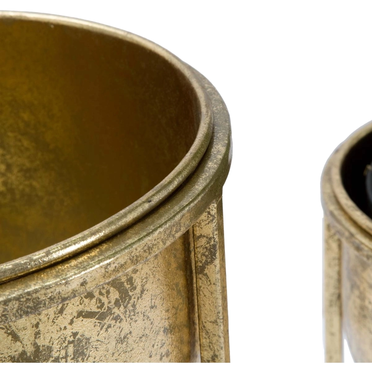 Set of 2 Lumai Golden Metal Plant Stands and Planters — 6
