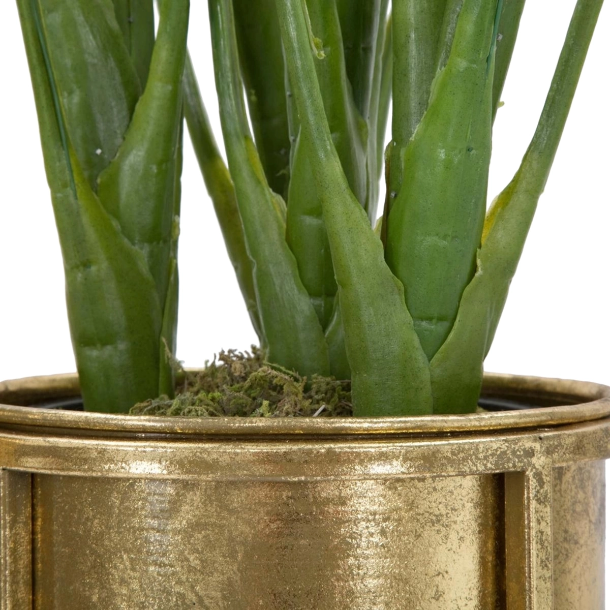 Set of 2 Lumai Golden Metal Plant Stands and Planters — 7