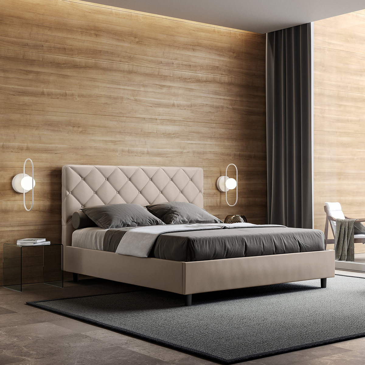Double Bed with Storage 160x190 Faux Leather Priya M — 2