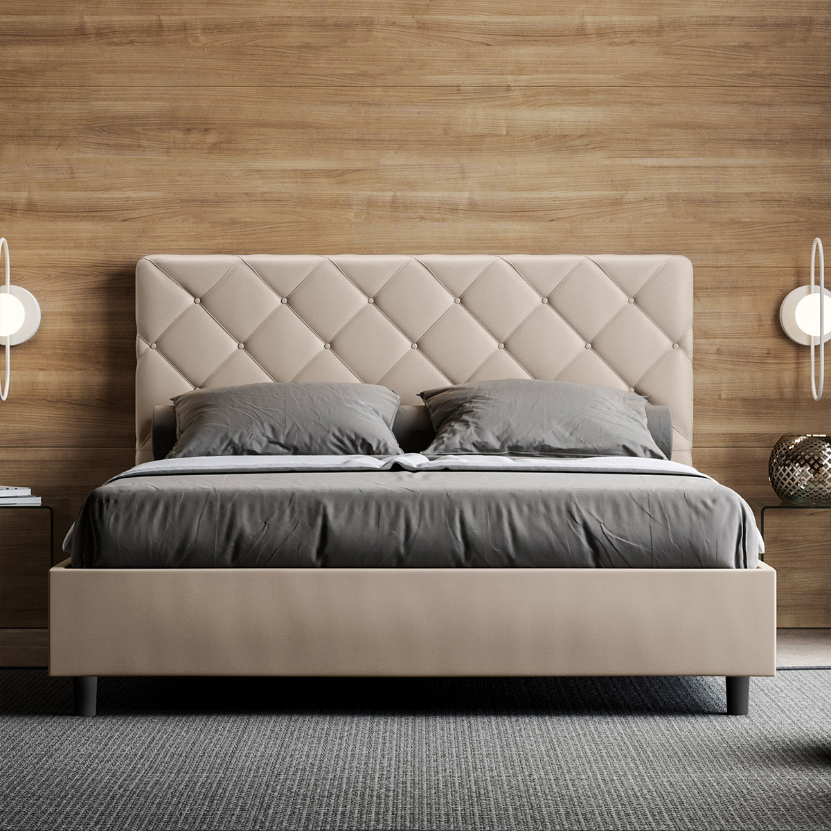 Double Bed with Storage 160x190 Faux Leather Priya M — 4