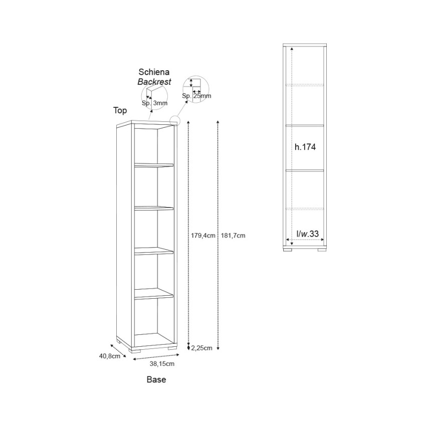 Modern 5-Shelf Column Bookcase Sarmog Lipp Db361k — 5