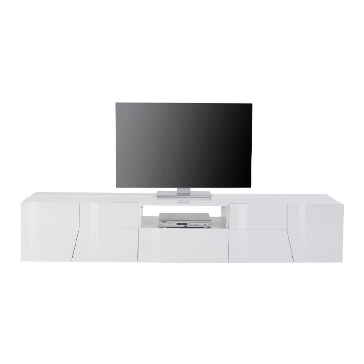 Modern Living Room TV Stand 220x43cm Gloss White Fergus — 7