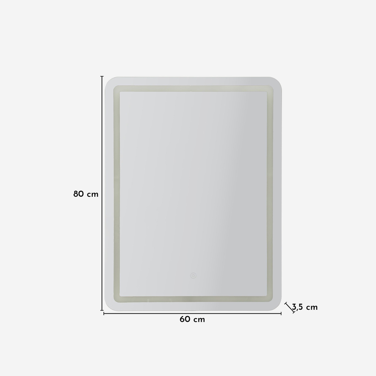Simple rectangular LED wall mirror with rounded corners 60x80 cm — 5