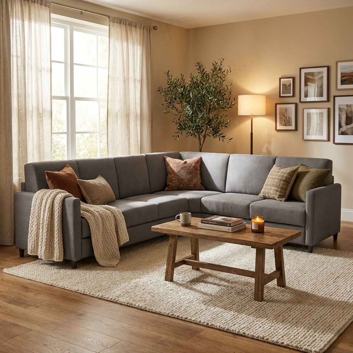 Modern 6 Seater Corner Sofa 281x221cm Fabric Karay 18AG — 2