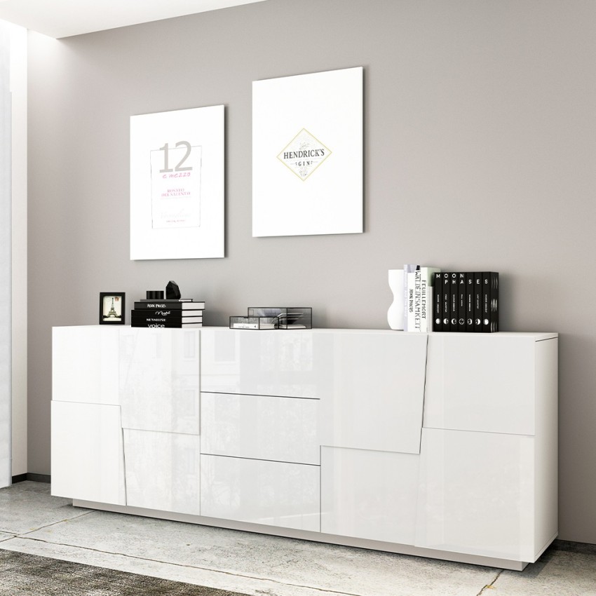 Modern Living Room Sideboard 3 Drawers 2 Doors 220cm Margaux — 2