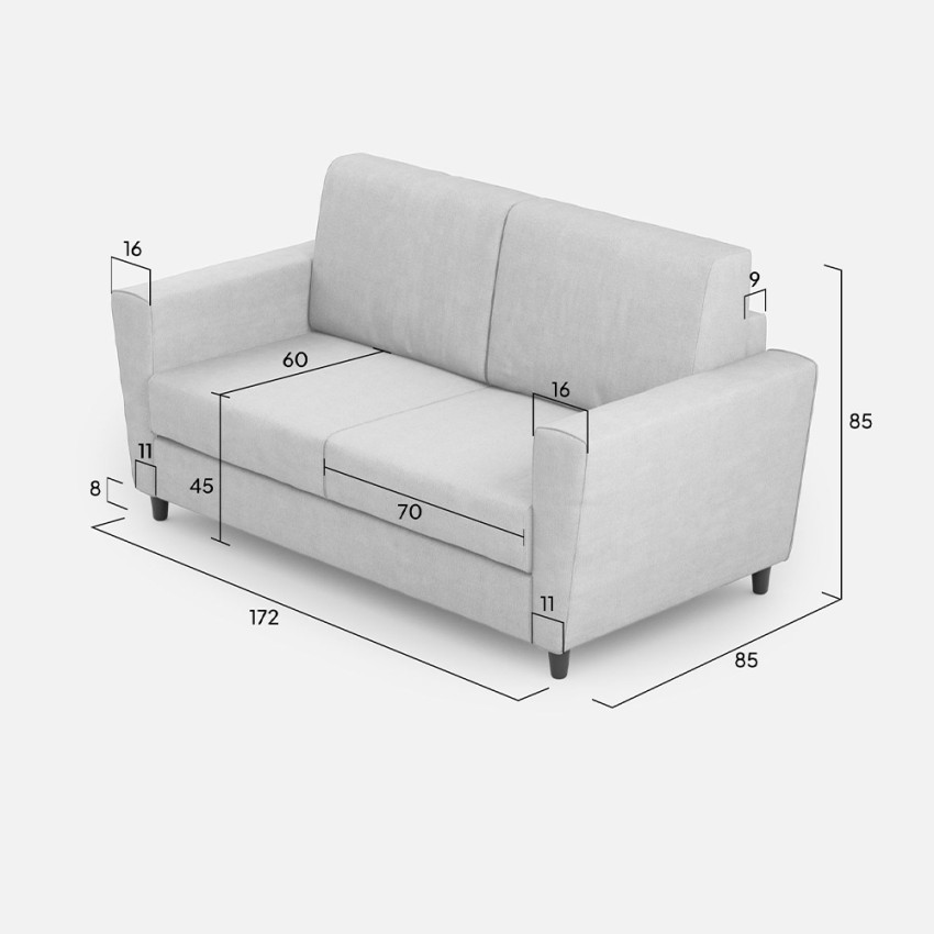 Modern 2 seater fabric sofa removable cover 172cm Yasel 140 — 9