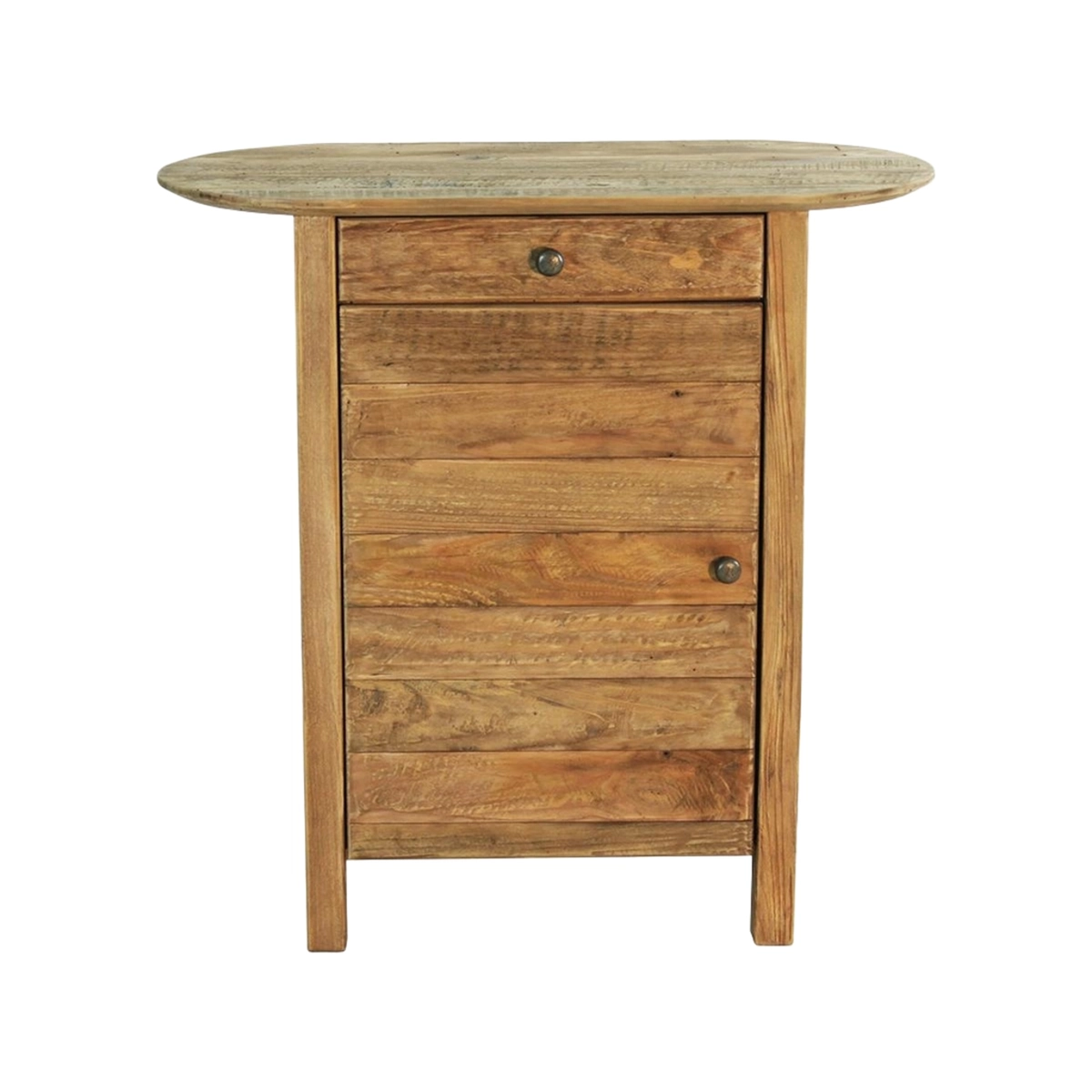 Farran Recycled Pine Wood Bedside Cabinet with Door and Drawer — 7