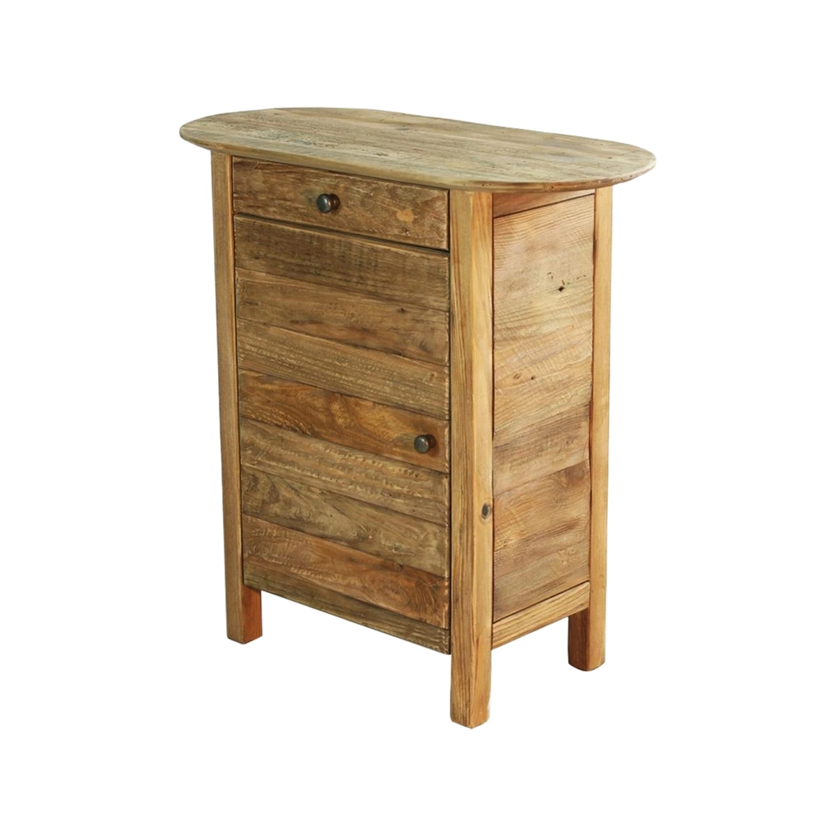 Farran Recycled Pine Wood Bedside Cabinet with Door and Drawer — 8