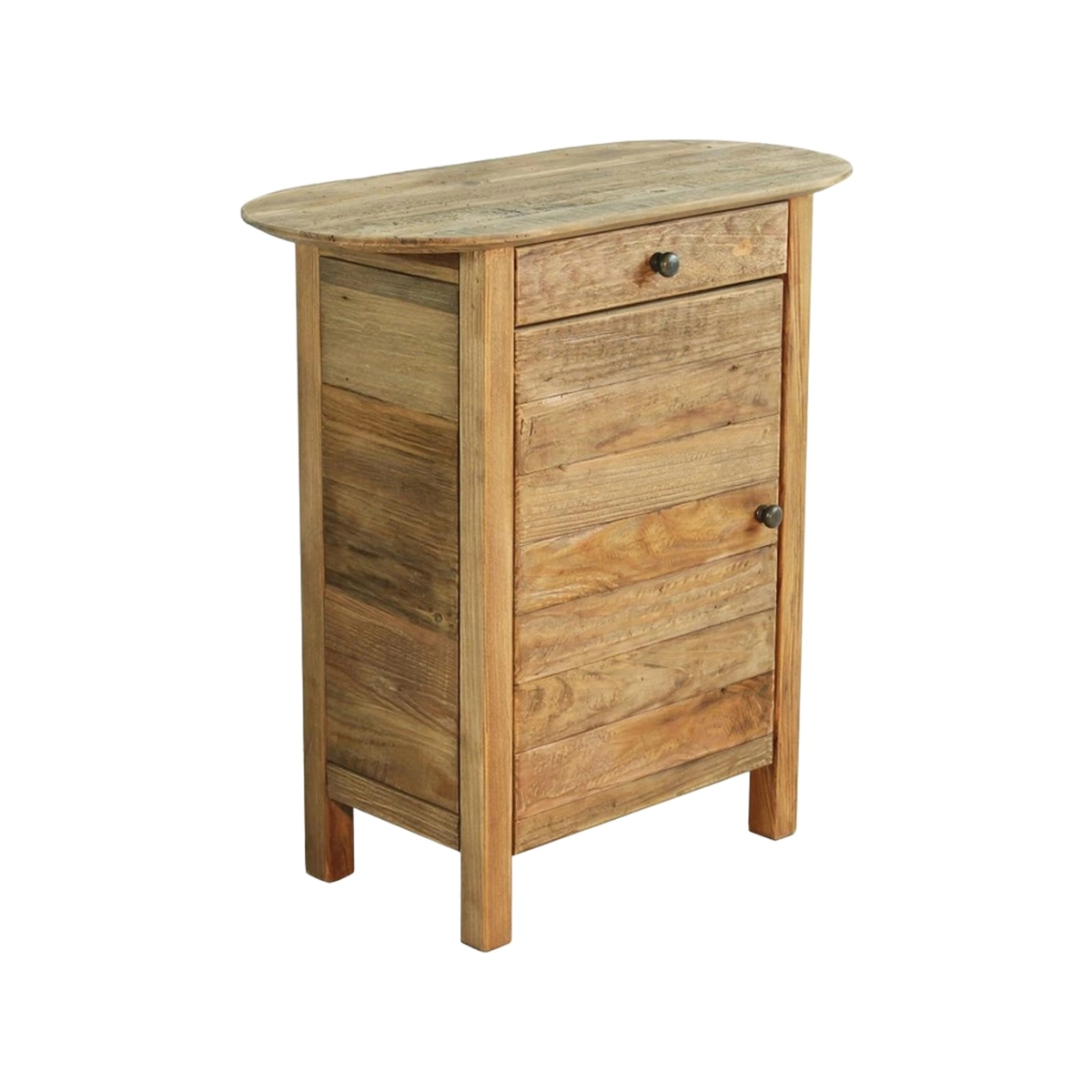 Farran Recycled Pine Wood Bedside Cabinet with Door and Drawer — 1