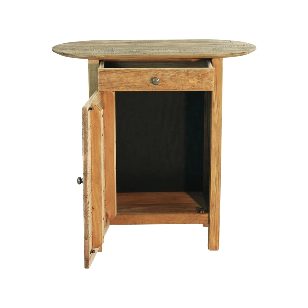 Farran Recycled Pine Wood Bedside Cabinet with Door and Drawer — 5