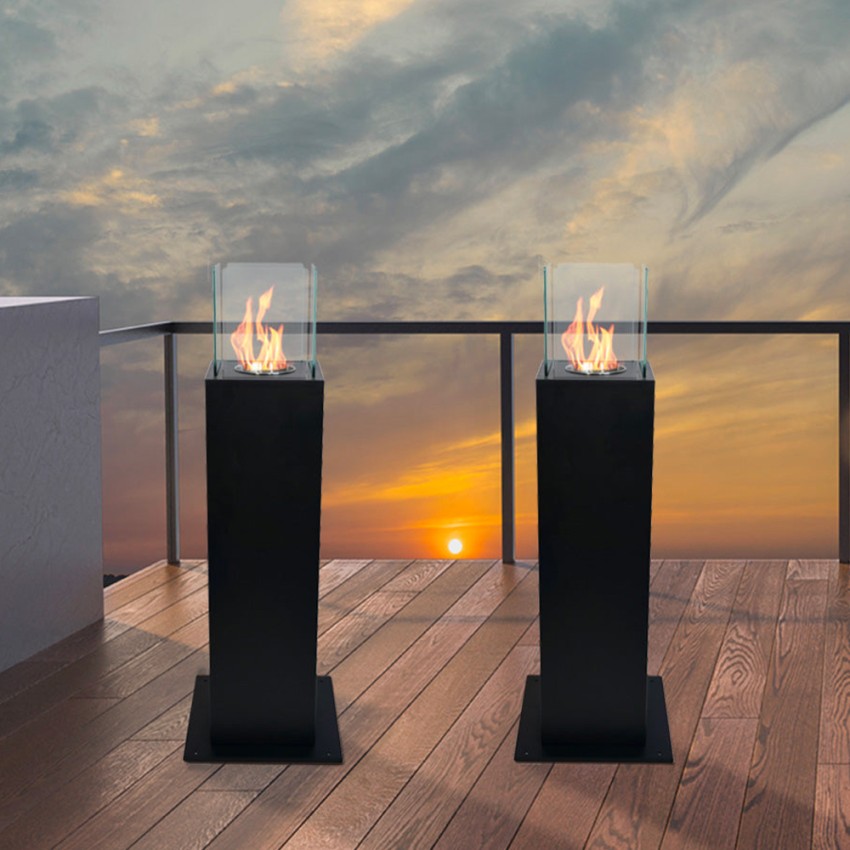 Freestanding Bioethanol Column Fireplace Indoor Outdoor Divina Fire Capri 70 — 2