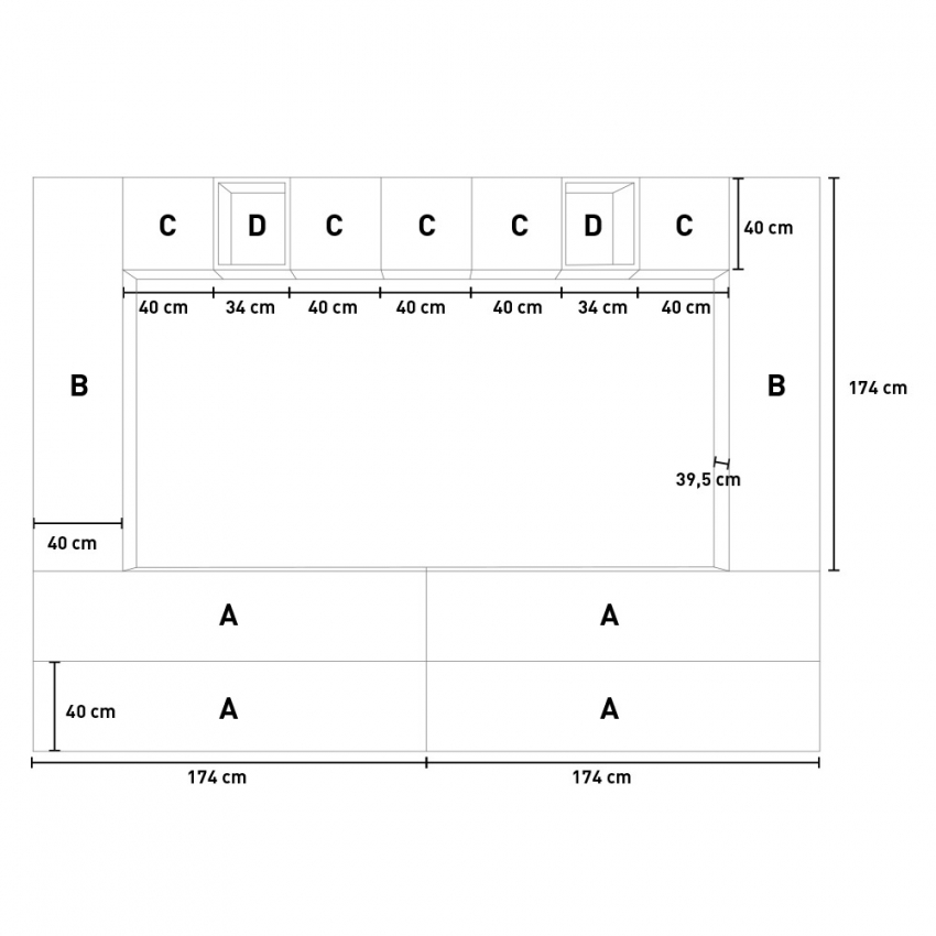 Isoka A105 Modern Wall Unit TV Stand Floating Living Room Itamoby — 8