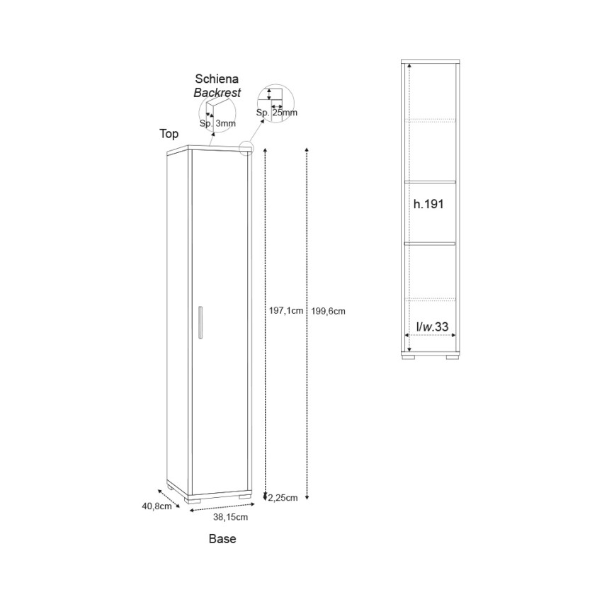 Modern 1-Door Tall Storage Cabinet with 5 Compartments Sarmog Kara Db384k — 4