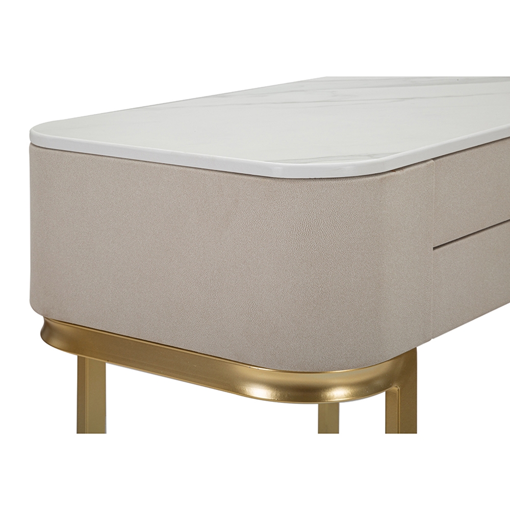 Beauty Entryway Console Table with 2 Drawers and Gold Legs 70x40cm — 9