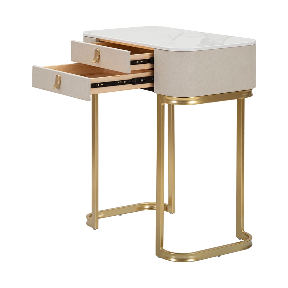 Beauty Entryway Console Table with 2 Drawers and Gold Legs 70x40cm — 4