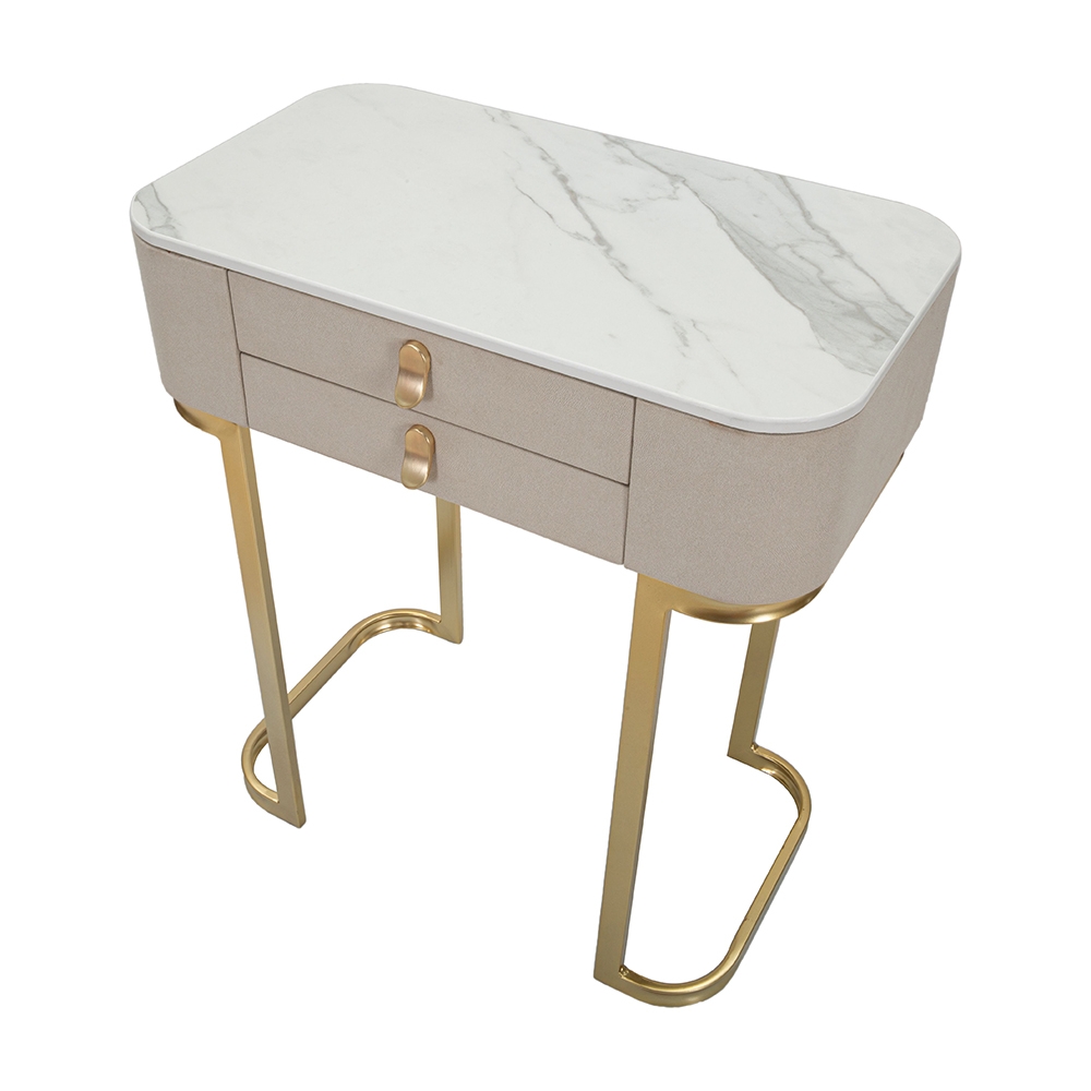 Beauty Entryway Console Table with 2 Drawers and Gold Legs 70x40cm — 6
