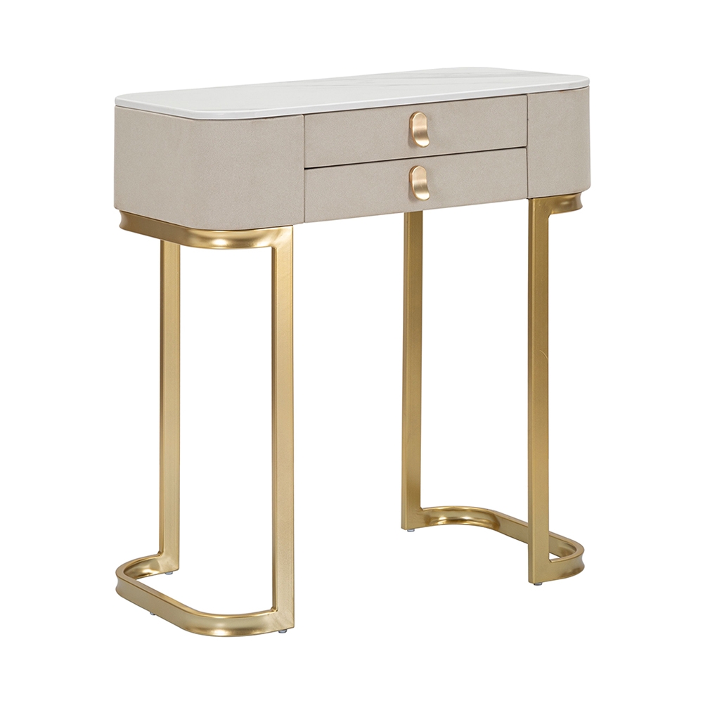 Beauty Entryway Console Table with 2 Drawers and Gold Legs 70x40cm — 1