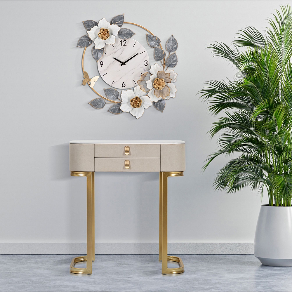 Beauty Entryway Console Table with 2 Drawers and Gold Legs 70x40cm — 2