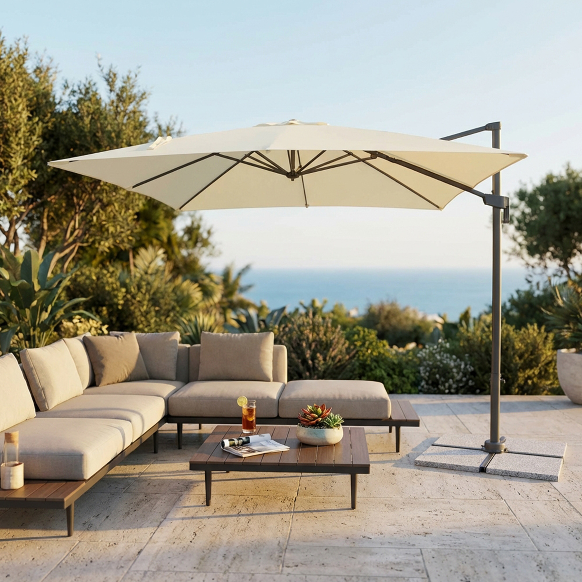 Cantilever garden parasol in Alluminio Newton 3x3 Cosma — 4